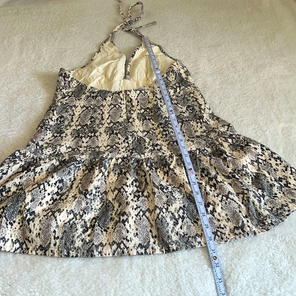 Free People Cecil‎ Halter Mini Dress Snakeskin Print Size Large